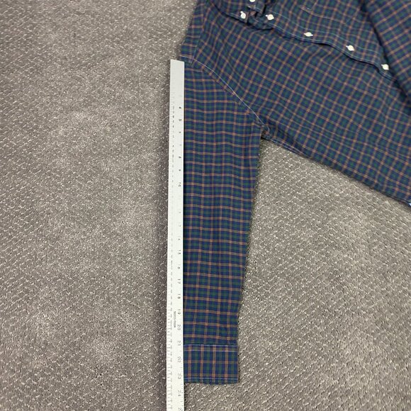 Peter Manning Lightweight Flannel Button Down Shirt Mens Size 2 Plaid Blue Green - Picture 13 of 14